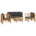 Set mobilier de grădină cu perne gri închis, 5 piese, bambus - WALTI WALTI