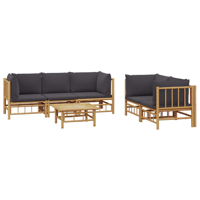 Set mobilier de grădină cu perne gri închis, 6 piese, bambus - WALTI WALTI