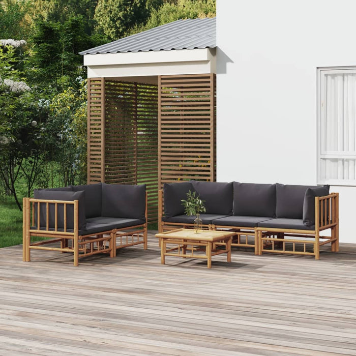 Set mobilier de grădină cu perne gri închis, 6 piese, bambus - WALTI WALTI