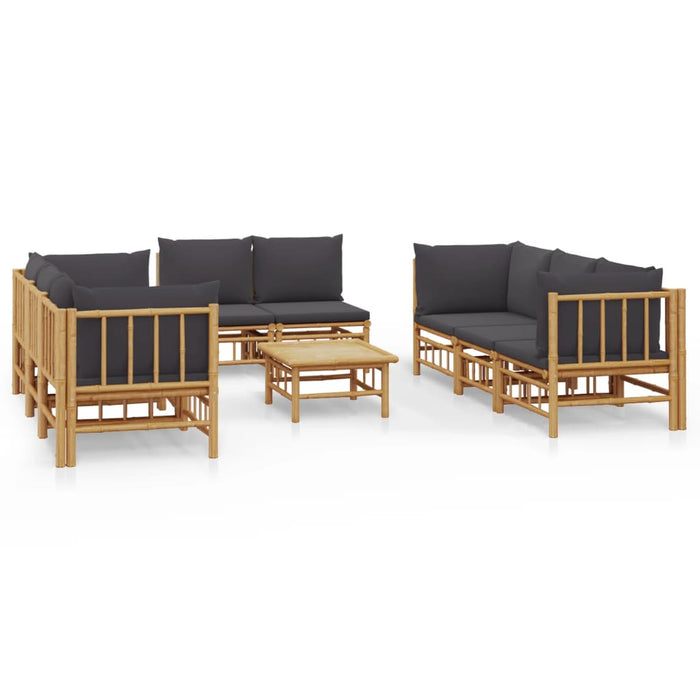 Set mobilier de grădină cu perne gri închis, 9 piese, bambus - WALTI WALTI