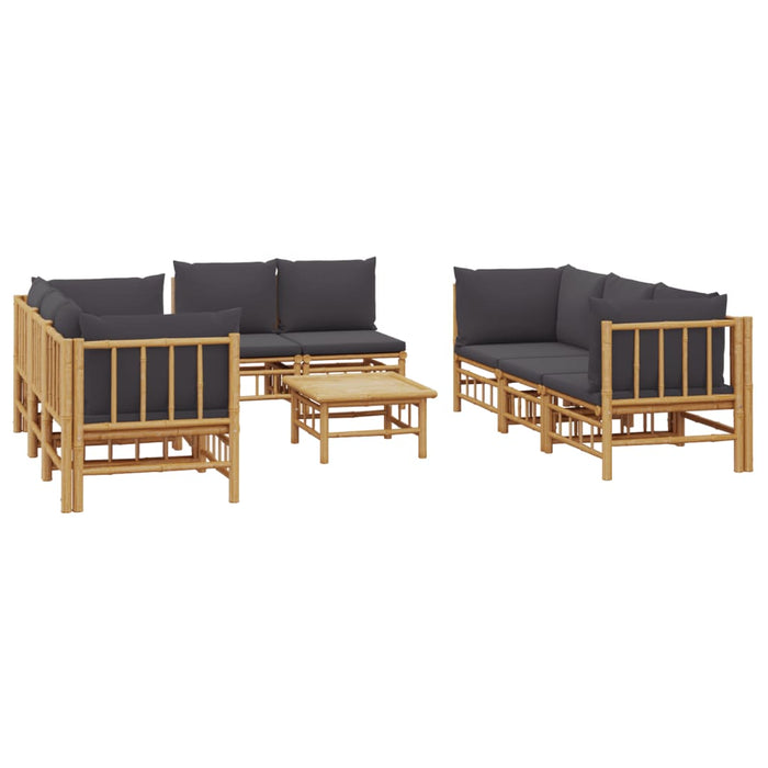Set mobilier de grădină cu perne gri închis, 9 piese, bambus - WALTI WALTI