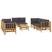 Set mobilier de grădină cu perne gri închis, 9 piese, bambus - WALTI WALTI