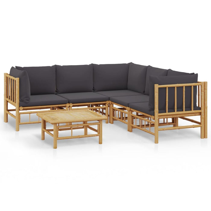 Set mobilier de grădină cu perne gri închis, 6 piese, bambus - WALTI WALTI