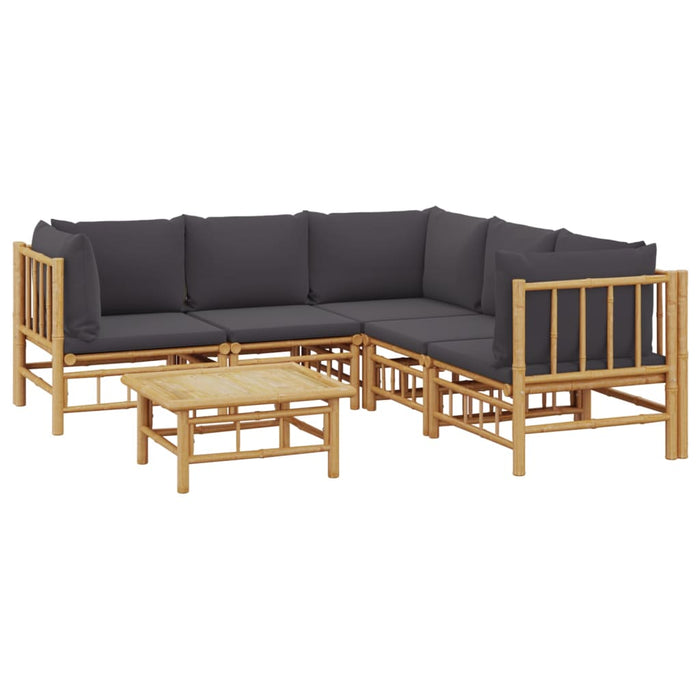 Set mobilier de grădină cu perne gri închis, 6 piese, bambus - WALTI WALTI