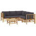 Set mobilier de grădină cu perne gri închis, 6 piese, bambus - WALTI WALTI