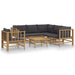 Set mobilier de grădină cu perne gri închis, 7 piese, bambus - WALTI WALTI