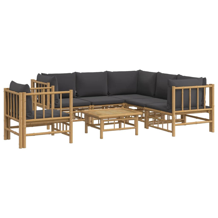 Set mobilier de grădină cu perne gri închis, 7 piese, bambus - WALTI WALTI