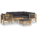 Set mobilier de grădină cu perne gri închis, 8 piese, bambus - WALTI WALTI