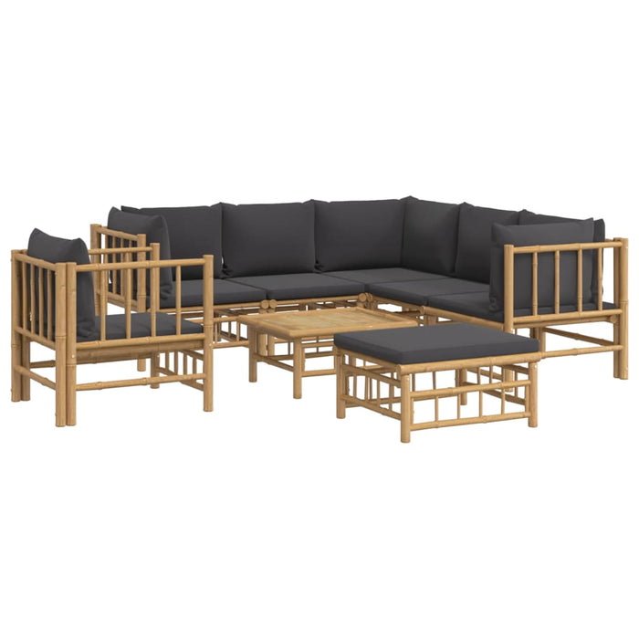 Set mobilier de grădină cu perne gri închis, 8 piese, bambus - WALTI WALTI