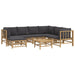 Set mobilier de grădină cu perne gri închis, 8 piese, bambus - WALTI WALTI
