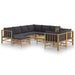 Set mobilier de grădină cu perne gri închis, 10 piese, bambus - WALTI WALTI