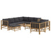 Set mobilier de grădină cu perne gri închis, 10 piese, bambus - WALTI WALTI