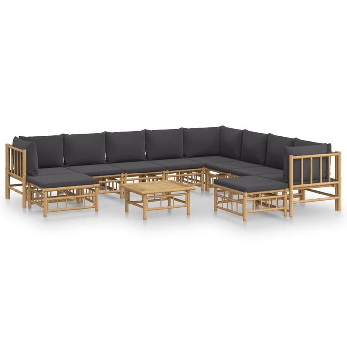 Set mobilier de grădină cu perne gri închis, 11 piese, bambus - WALTI WALTI