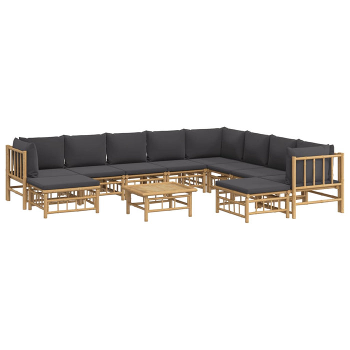 Set mobilier de grădină cu perne gri închis, 11 piese, bambus - WALTI WALTI