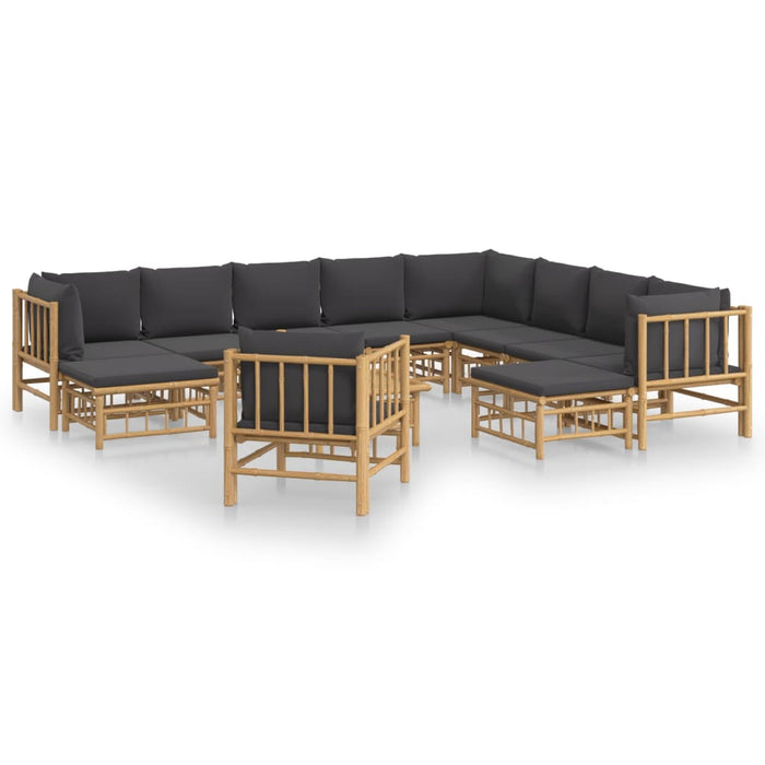 Set mobilier de grădină cu perne gri închis, 12 piese, bambus - WALTI WALTI