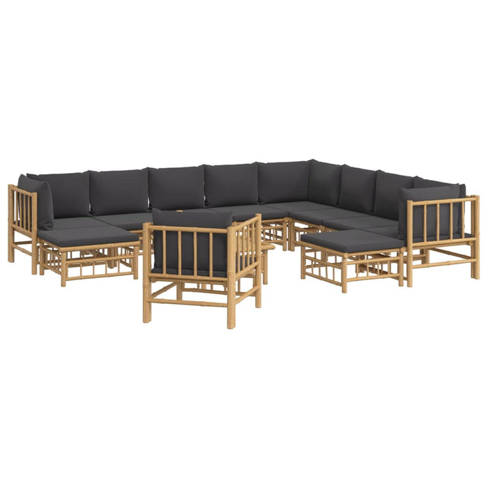 Set mobilier de grădină cu perne gri închis, 12 piese, bambus - WALTI WALTI