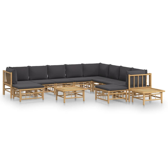 Set mobilier de grădină cu perne gri închis, 12 piese, bambus - WALTI WALTI