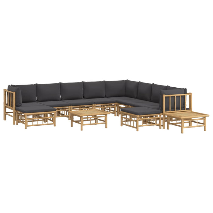 Set mobilier de grădină cu perne gri închis, 12 piese, bambus - WALTI WALTI