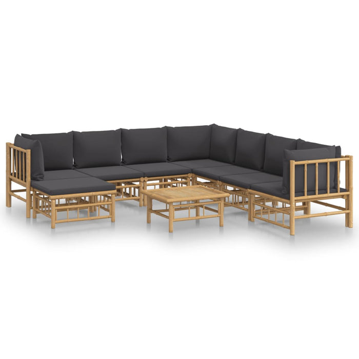 Set mobilier de grădină cu perne gri închis, 9 piese, bambus - WALTI WALTI