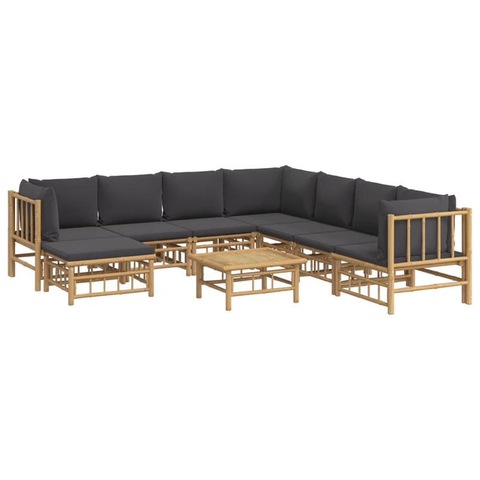 Set mobilier de grădină cu perne gri închis, 9 piese, bambus - WALTI WALTI