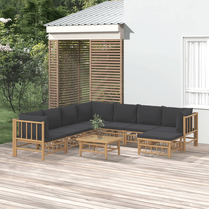 Set mobilier de grădină cu perne gri închis, 9 piese, bambus - WALTI WALTI