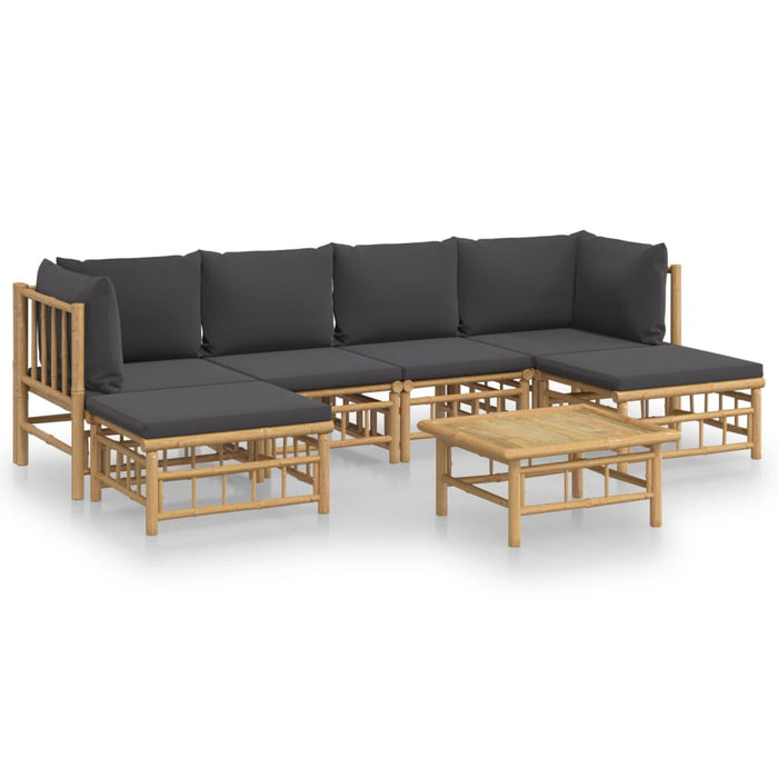 Set mobilier de grădină cu perne gri închis, 7 piese, bambus - WALTI WALTI