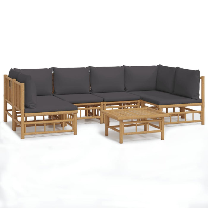 Set mobilier de grădină cu perne gri închis, 7 piese, bambus - WALTI WALTI