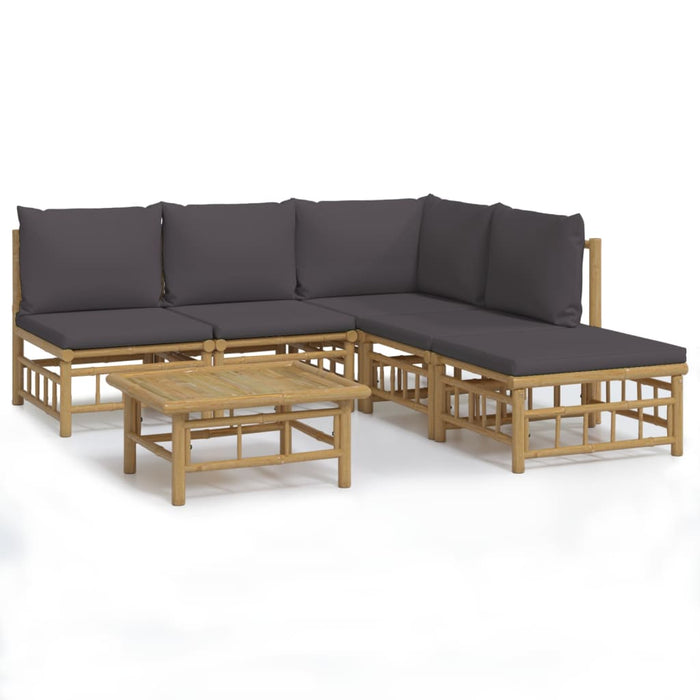 Set mobilier de grădină cu perne gri închis, 6 piese, bambus - WALTI WALTI