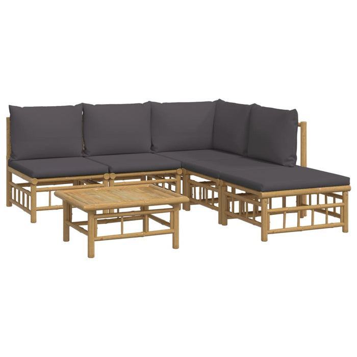 Set mobilier de grădină cu perne gri închis, 6 piese, bambus - WALTI WALTI