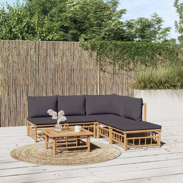 Set mobilier de grădină cu perne gri închis, 6 piese, bambus - WALTI WALTI