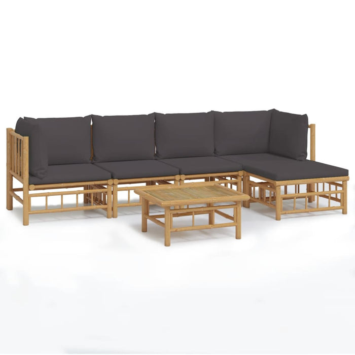 Set mobilier de grădină cu perne gri închis, 6 piese, bambus - WALTI WALTI