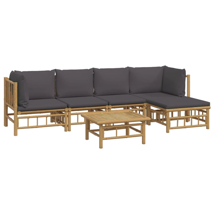 Set mobilier de grădină cu perne gri închis, 6 piese, bambus - WALTI WALTI