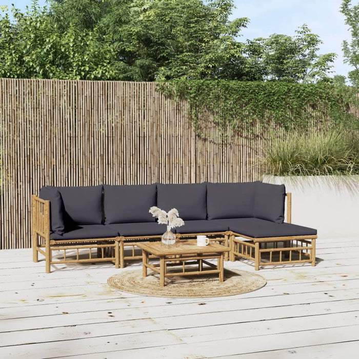 Set mobilier de grădină cu perne gri închis, 6 piese, bambus - WALTI WALTI