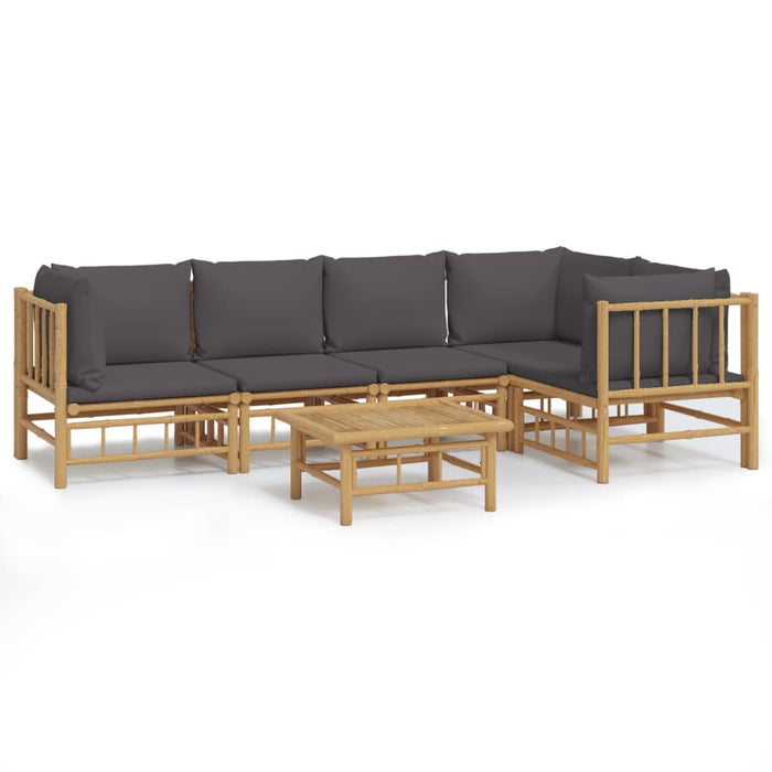 Set mobilier de grădină cu perne gri închis, 6 piese, bambus - WALTI WALTI