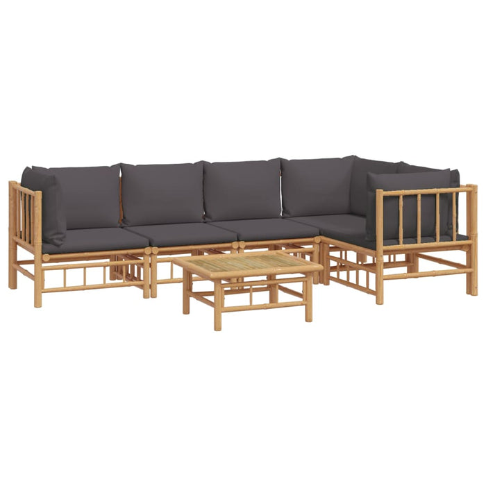Set mobilier de grădină cu perne gri închis, 6 piese, bambus - WALTI WALTI