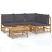 Set mobilier de grădină cu perne gri închis, 5 piese, bambus - WALTI WALTI