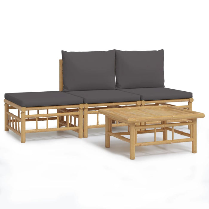 Set mobilier de grădină cu perne gri închis, 4 piese, bambus - WALTI WALTI