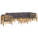 Set mobilier de grădină cu perne gri închis, 7 piese, bambus - WALTI WALTI