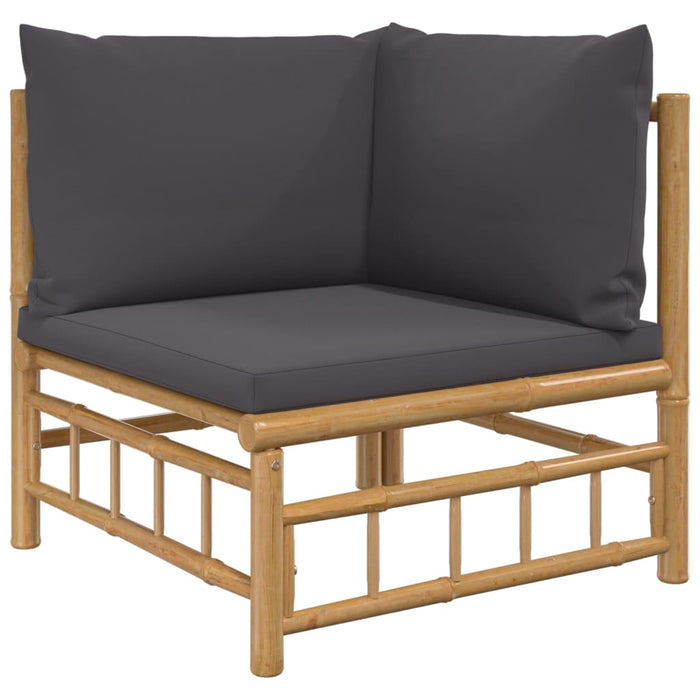 Set mobilier de grădină cu perne gri închis, 7 piese, bambus - WALTI WALTI