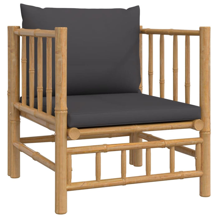 Set mobilier de grădină cu perne gri închis, 7 piese, bambus - WALTI WALTI