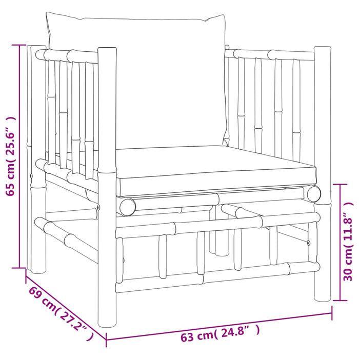 Set mobilier de grădină cu perne gri închis, 7 piese, bambus - WALTI WALTI