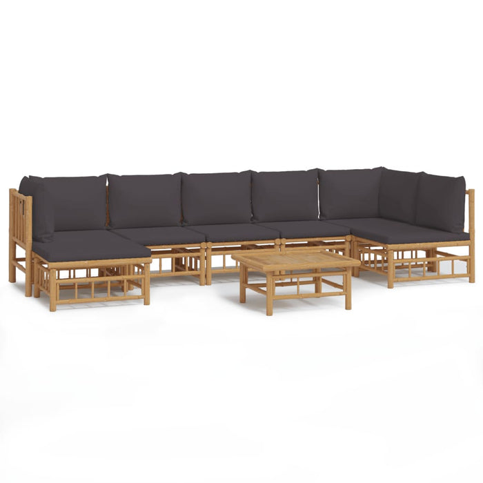 Set mobilier de grădină cu perne gri închis, 8 piese, bambus - WALTI WALTI