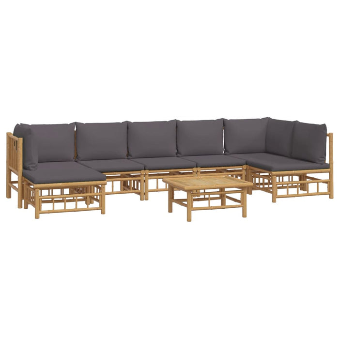 Set mobilier de grădină cu perne gri închis, 8 piese, bambus - WALTI WALTI