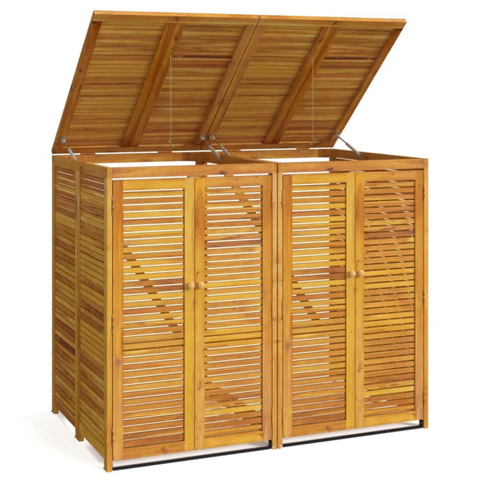 Magazie pubelă gunoi dublă, 140x89x117 cm, lemn masiv de acacia - WALTI WALTI
