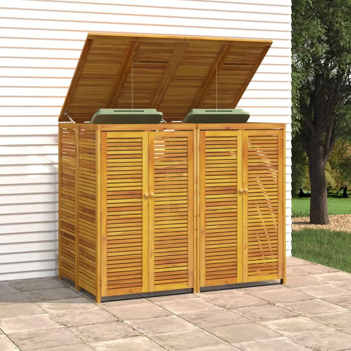 Magazie pubelă gunoi dublă, 140x89x117 cm, lemn masiv de acacia - WALTI WALTI