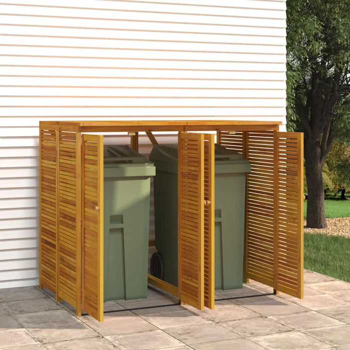 Magazie pubelă gunoi dublă, 140x89x117 cm, lemn masiv de acacia - WALTI WALTI