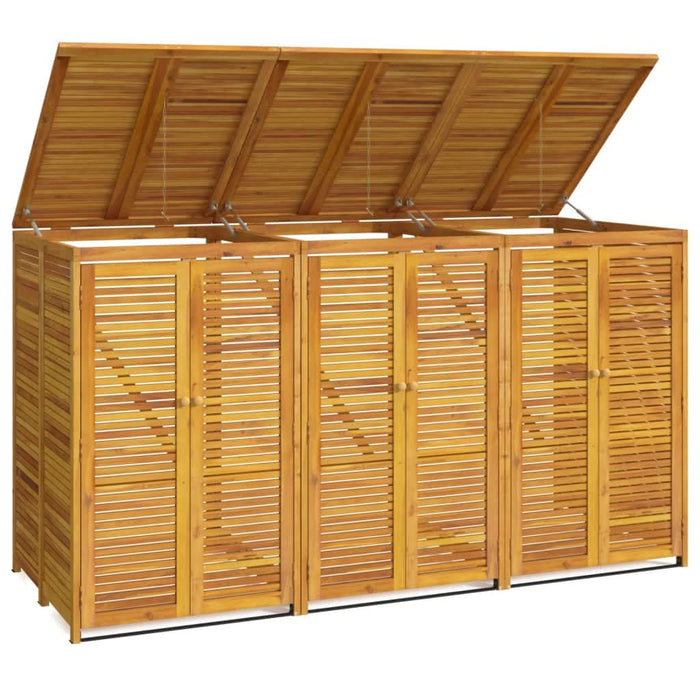 Magazie pubelă gunoi triplă, 210x89x117 cm, lemn masiv acacia - WALTI WALTI