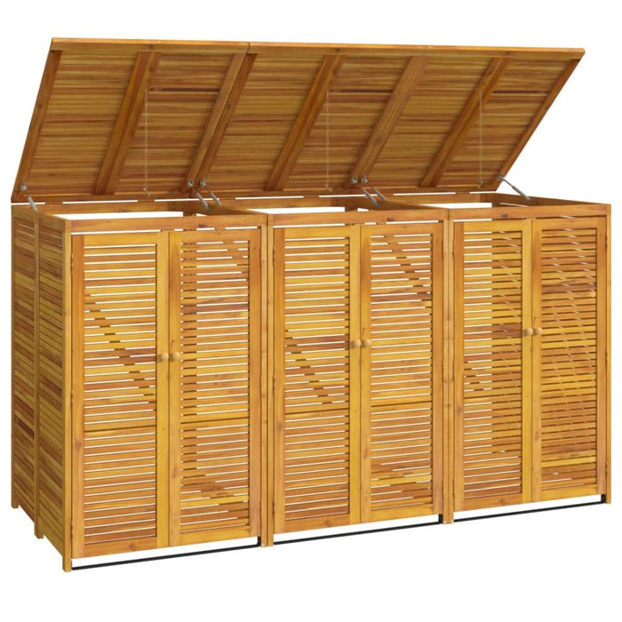 Magazie pubelă gunoi triplă, 210x89x117 cm, lemn masiv acacia - WALTI WALTI