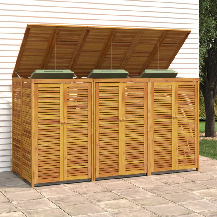 Magazie pubelă gunoi triplă, 210x89x117 cm, lemn masiv acacia - WALTI WALTI