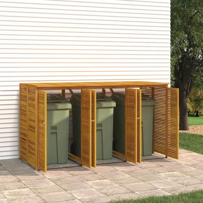 Magazie pubelă gunoi triplă, 210x89x117 cm, lemn masiv acacia - WALTI WALTI